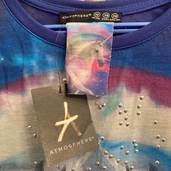 Atmosphere- womens sz 10 UK Unicorn print LS embellished lightweight shirt NWT - Picture 4 of 7